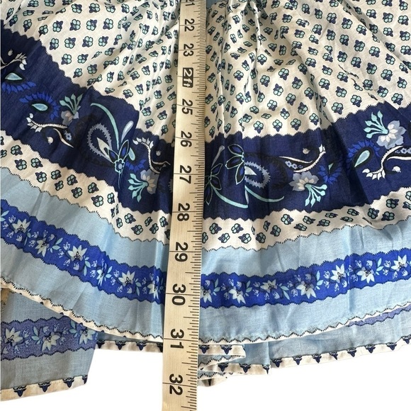 New J Crew Tiered skirt in blue ribbon block print - Picture 2 of 6